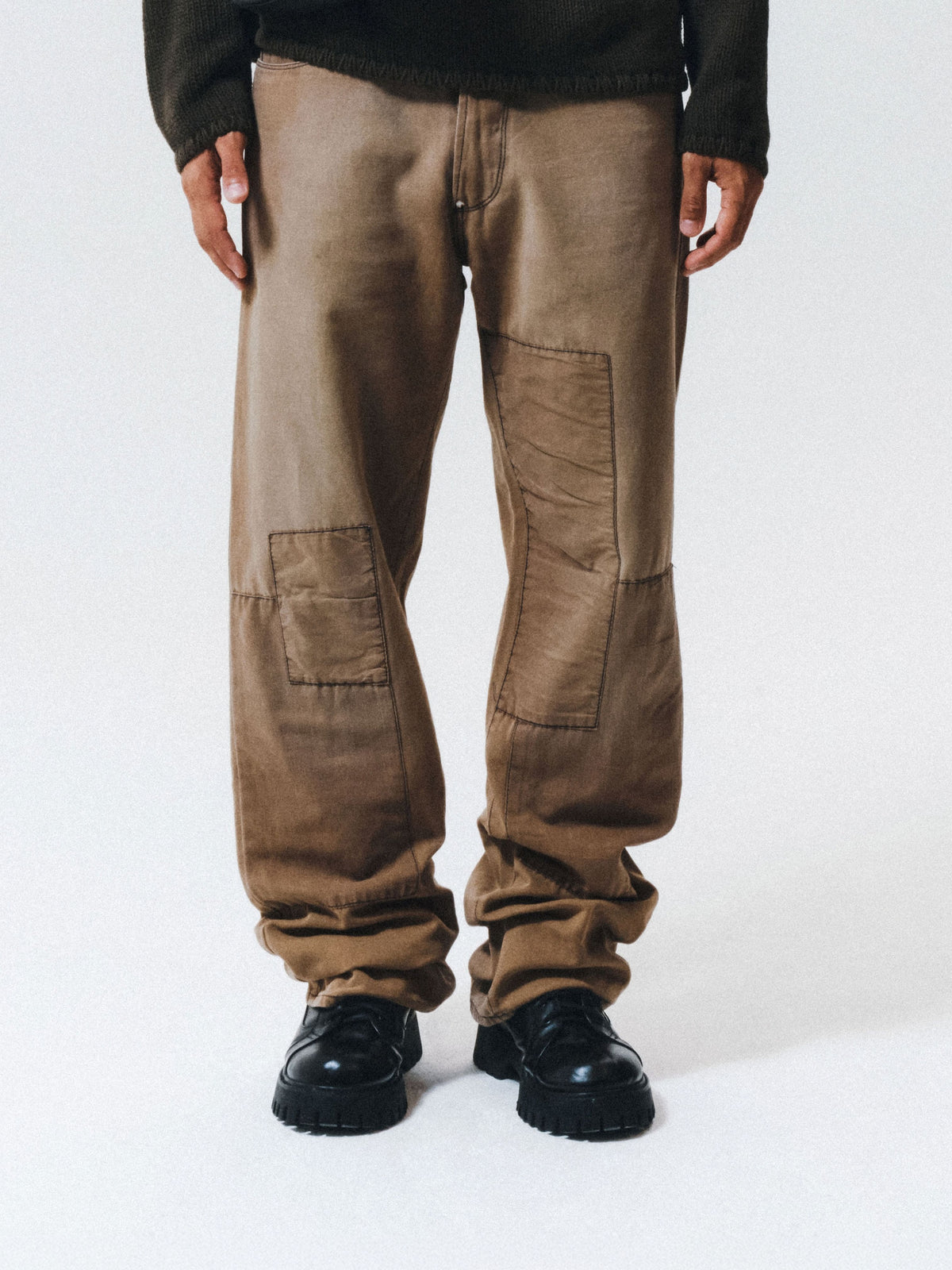 Armani Jeans Patchwork Buckle Back Trousers