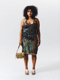 Vintage Save the Queen Beaded Mesh Halter Dress