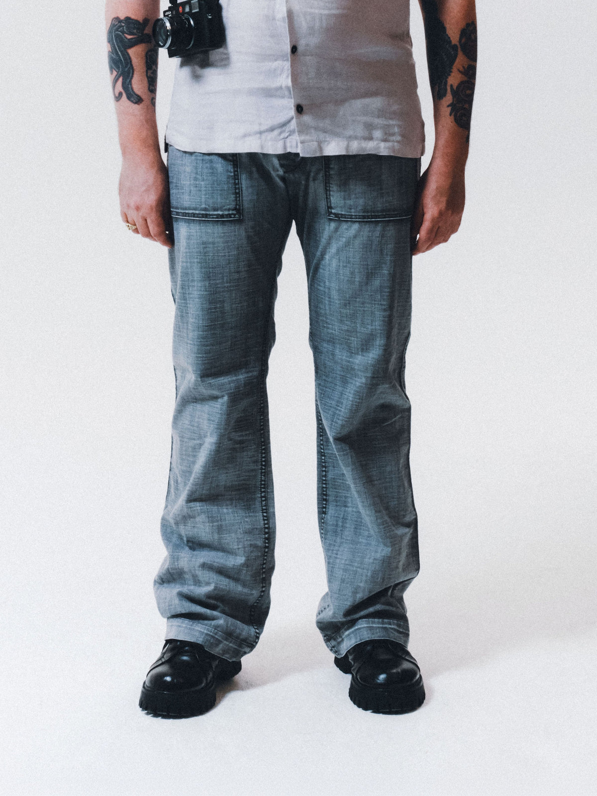 Diesel Grey Denim Baggy Straight Faded Jeans