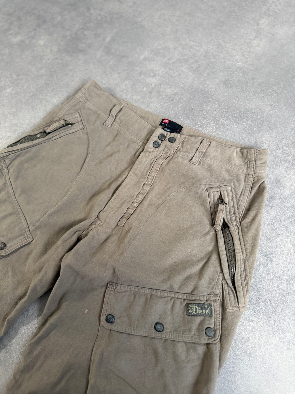 Early 2000s Diesel Baggy Cargo Asymmetrical Zipper Trousers