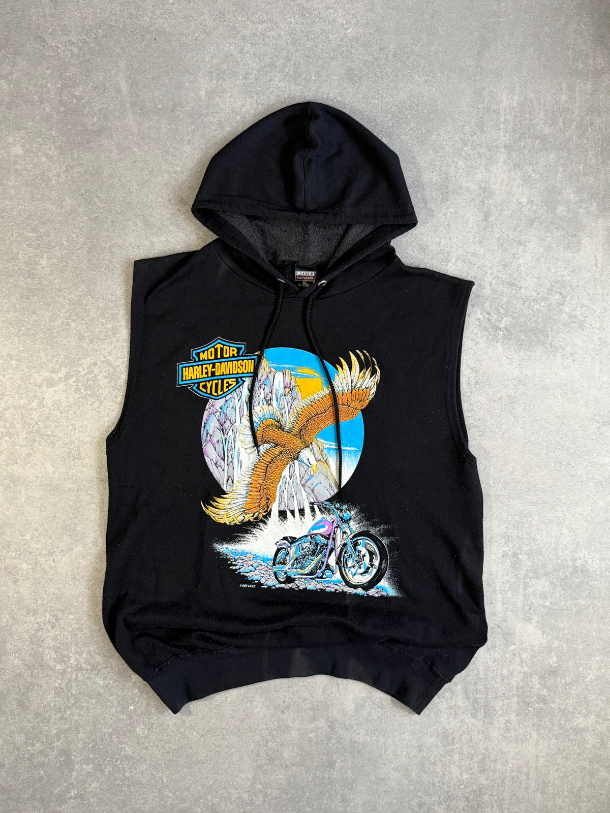 Vintage 90s Harley Davidson Eagle Sleeveless Hoodie