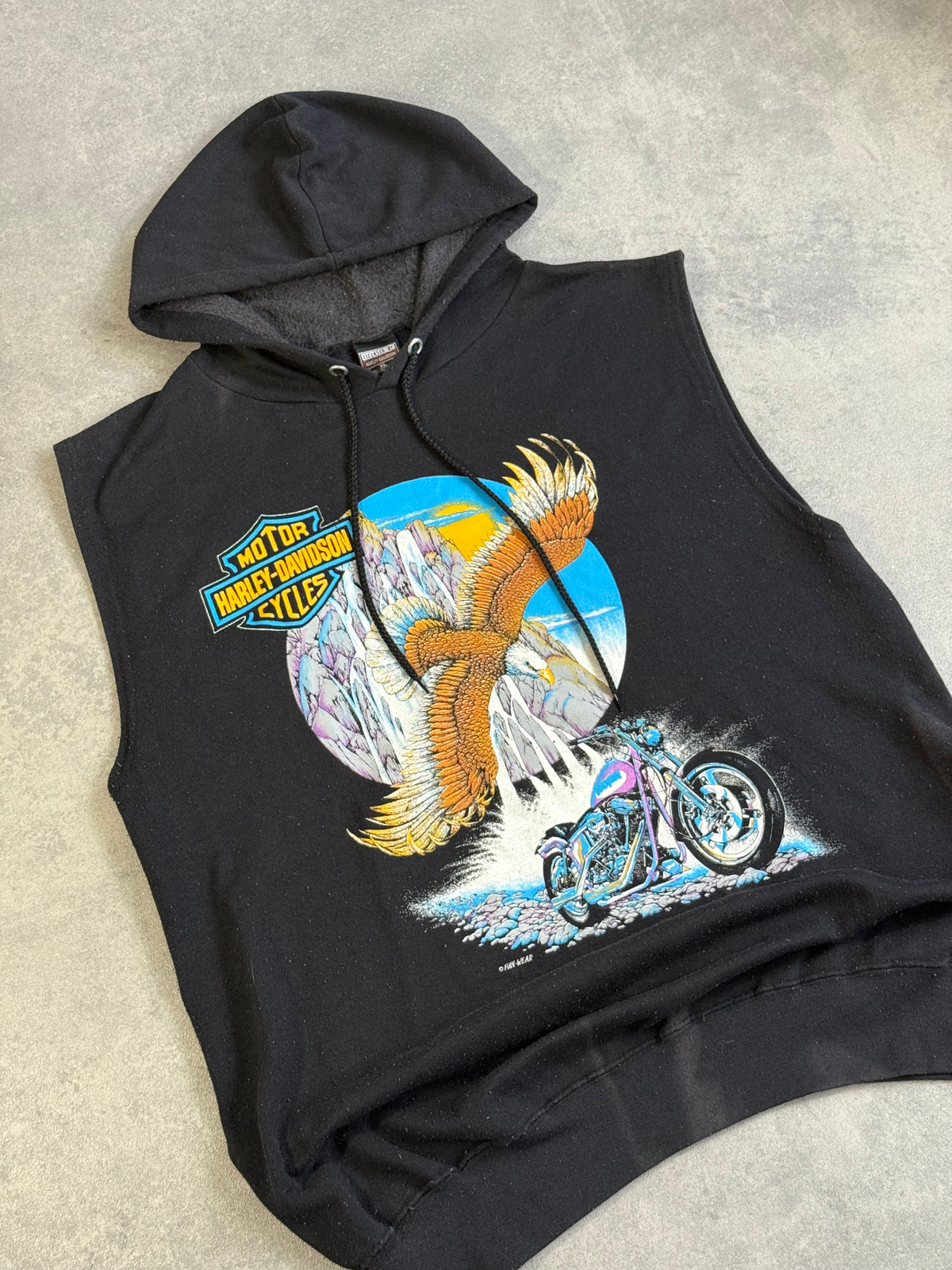 Vintage 90s Harley Davidson Eagle Sleeveless Hoodie