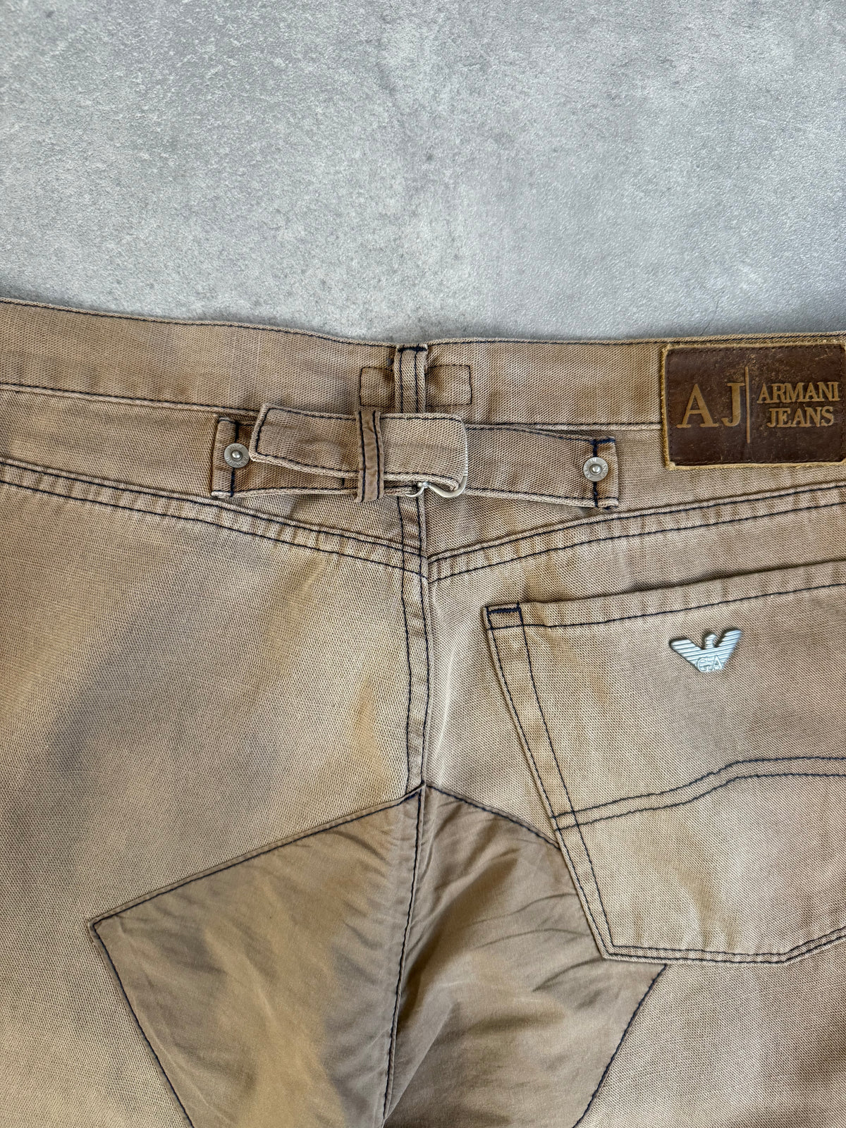 Armani Jeans Patchwork Buckle Back Trousers
