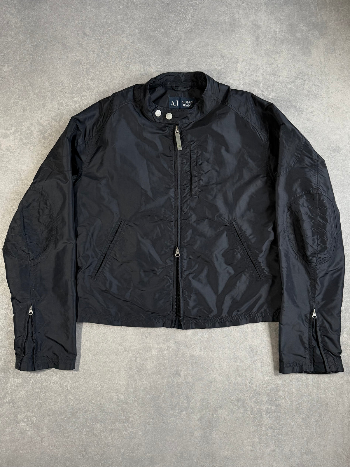 Vintage Armani Jeans Nylon Collar Double Button Closure Zip Up Jacket