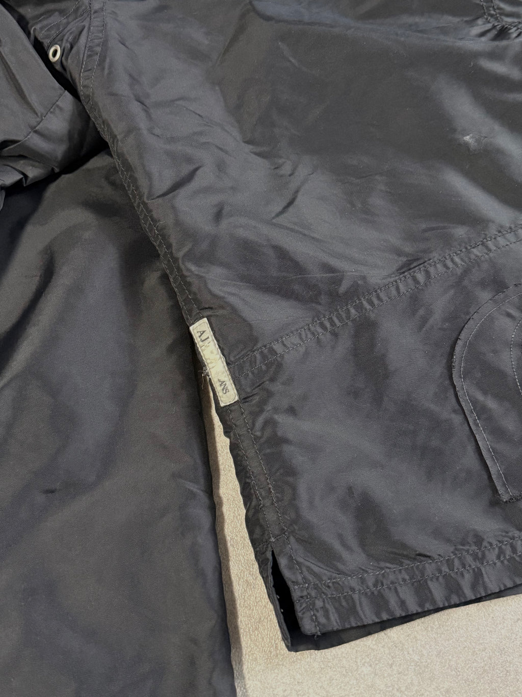 Vintage Armani Jeans Nylon Collar Double Button Closure Zip Up Jacket