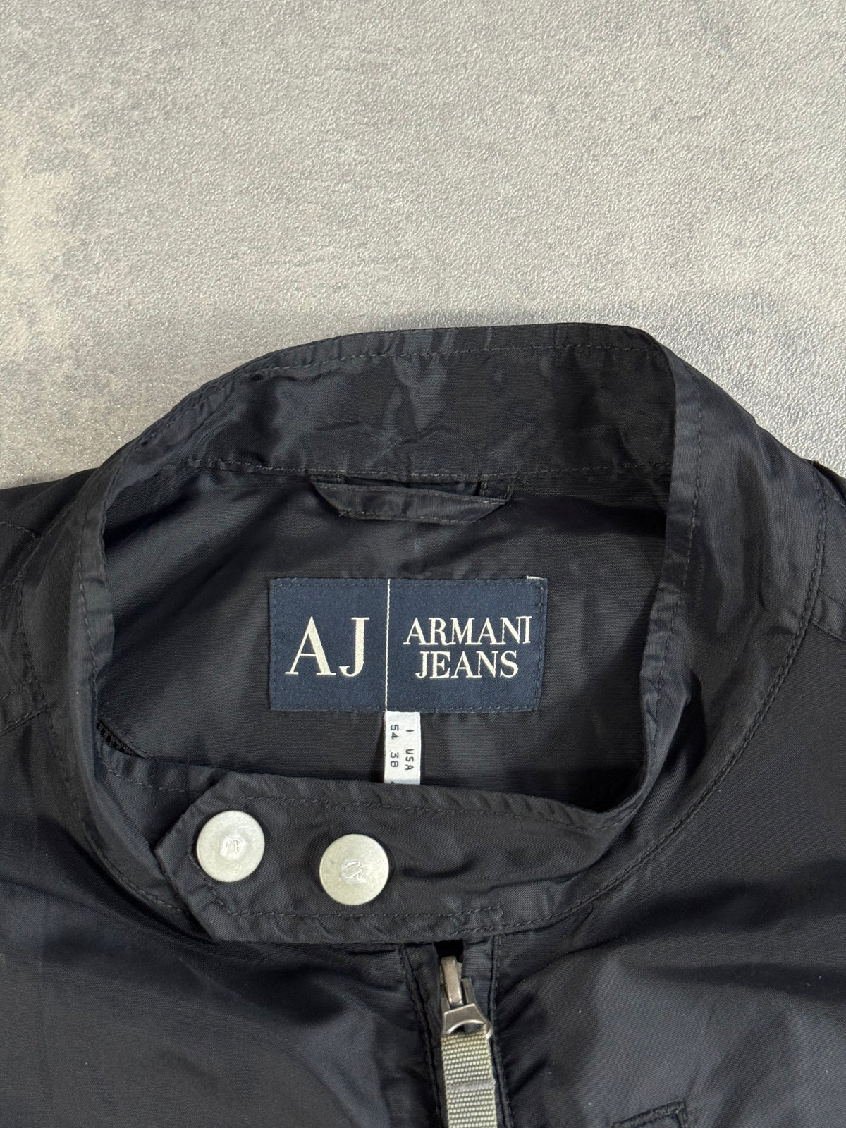 Vintage Armani Jeans Nylon Collar Double Button Closure Zip Up Jacket