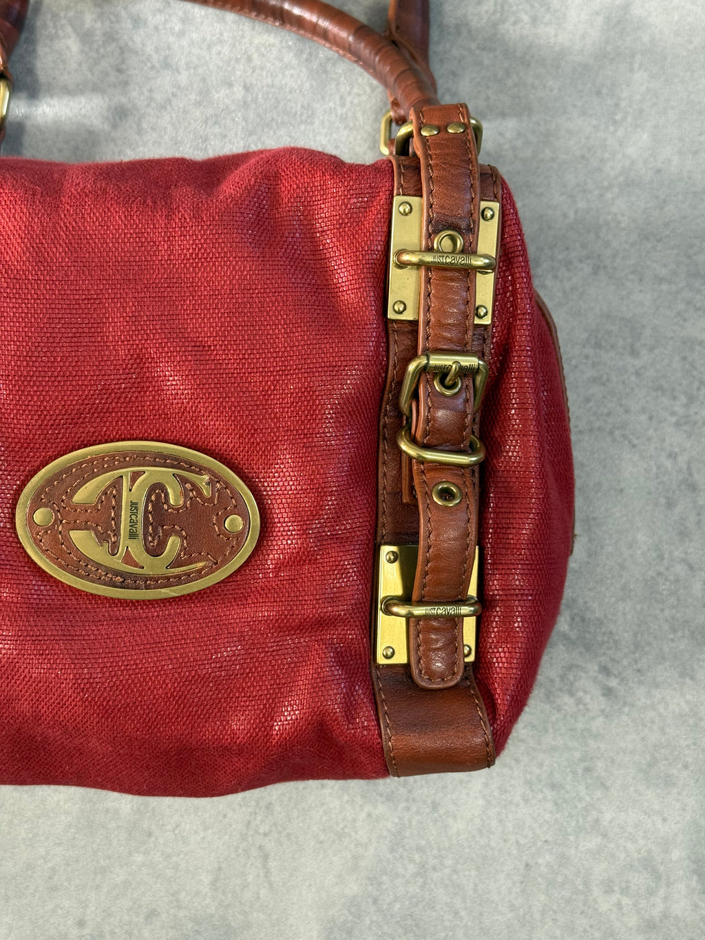 Vintage Just Cavalli 2009 Red Shoulder Bag.