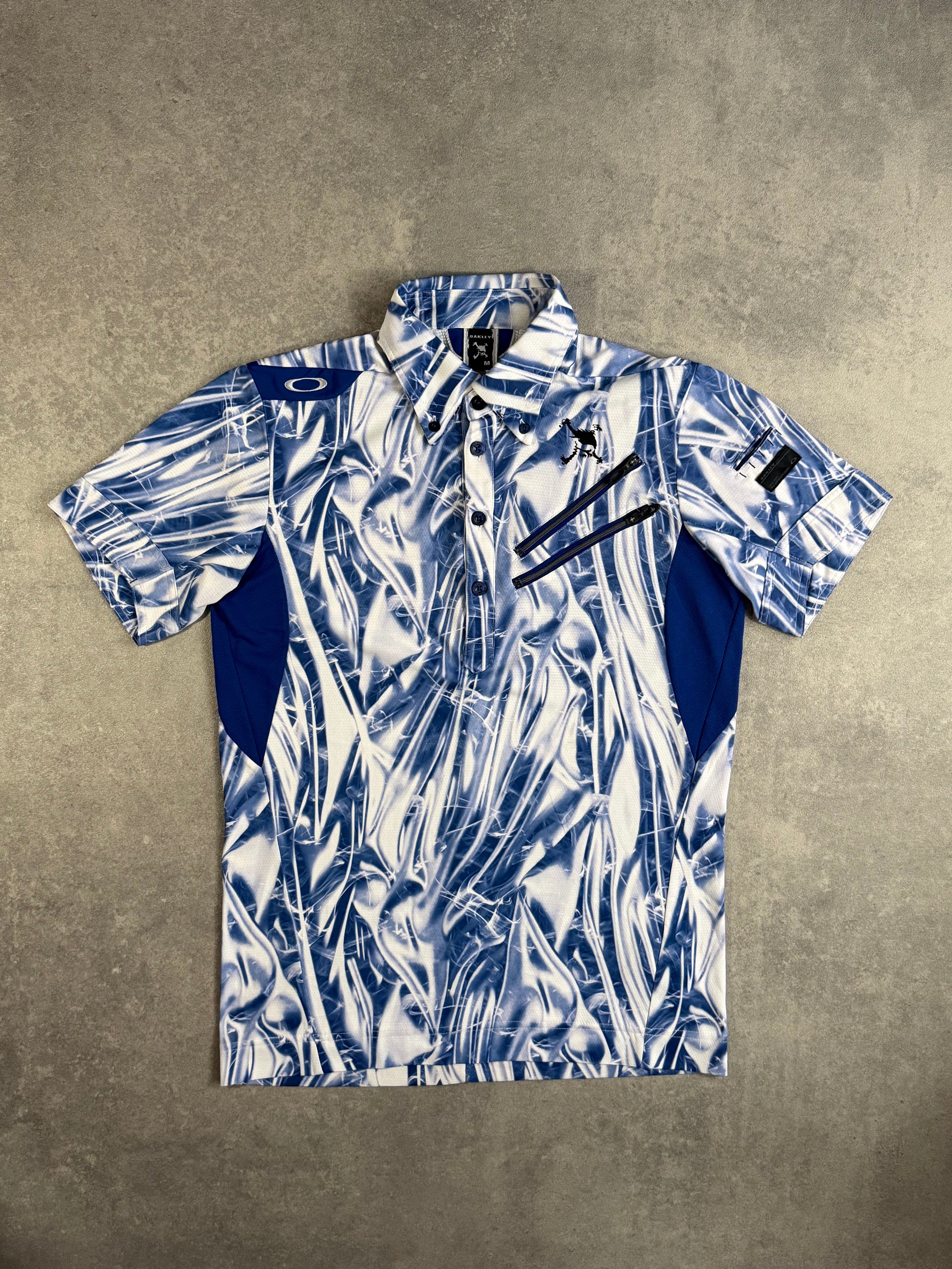 Vintage Oakley Skull Era Blue Flame Shirt