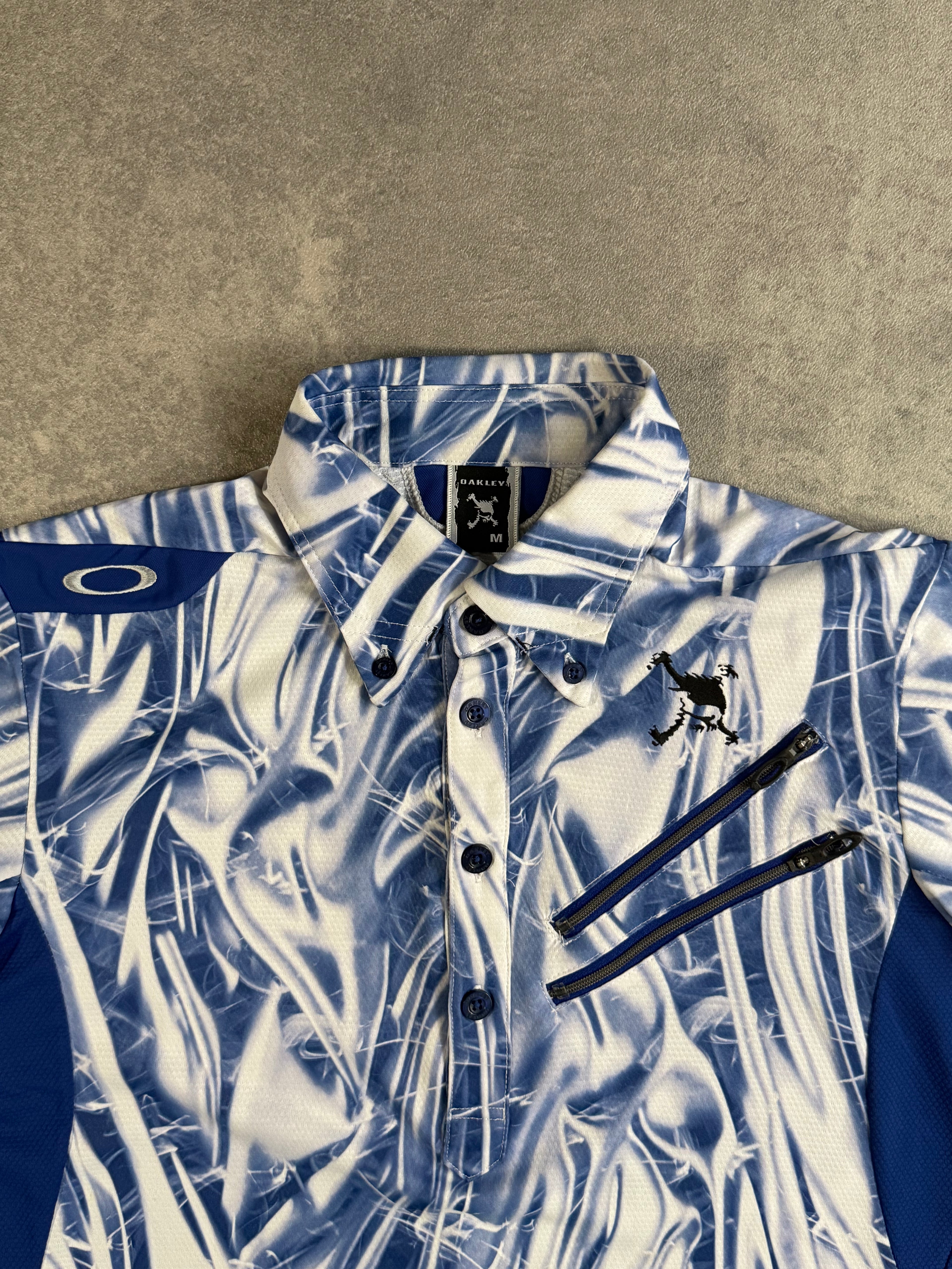Vintage Oakley Skull Era Blue Flame Shirt