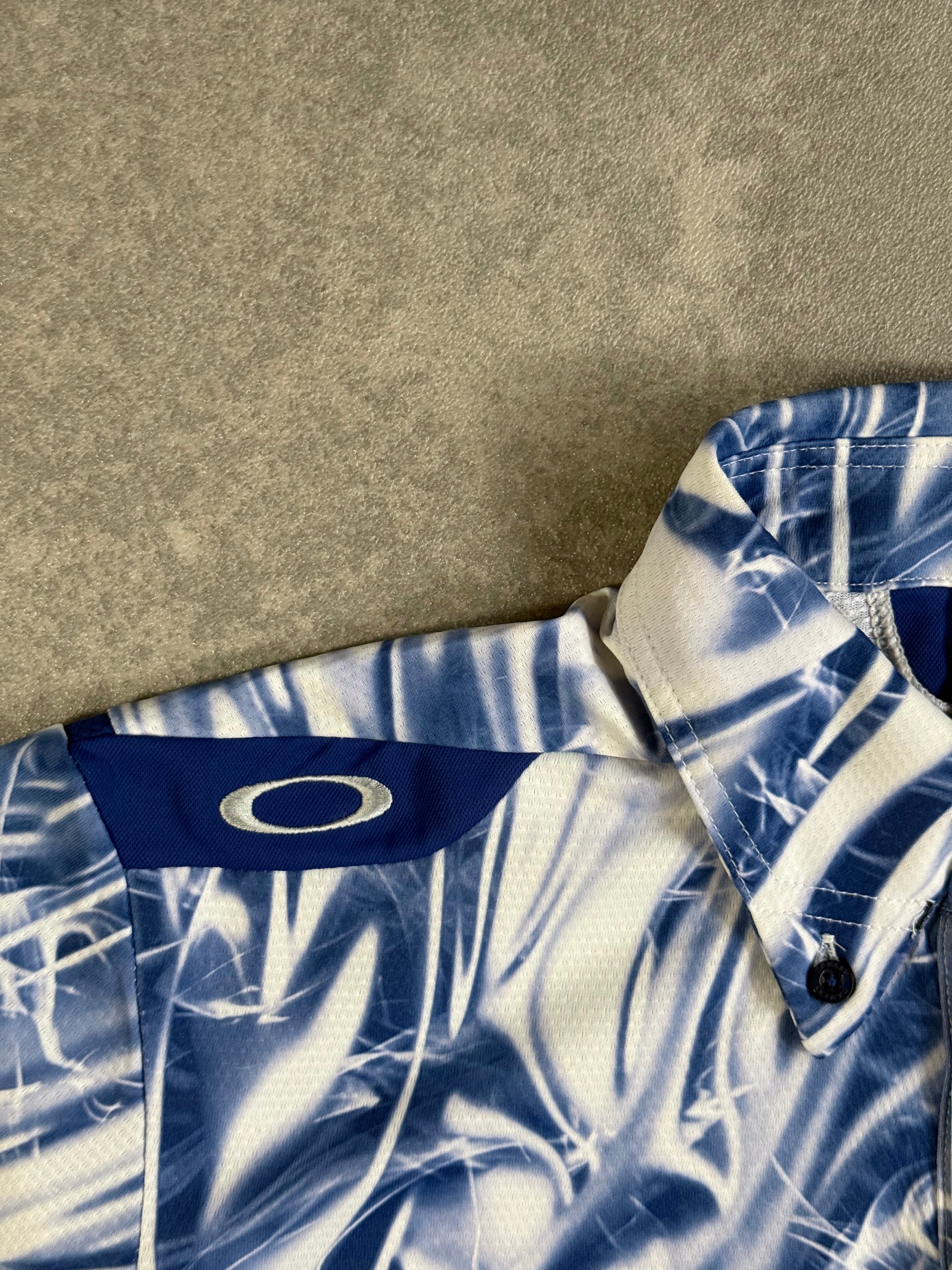Vintage Oakley Skull Era Blue Flame Shirt