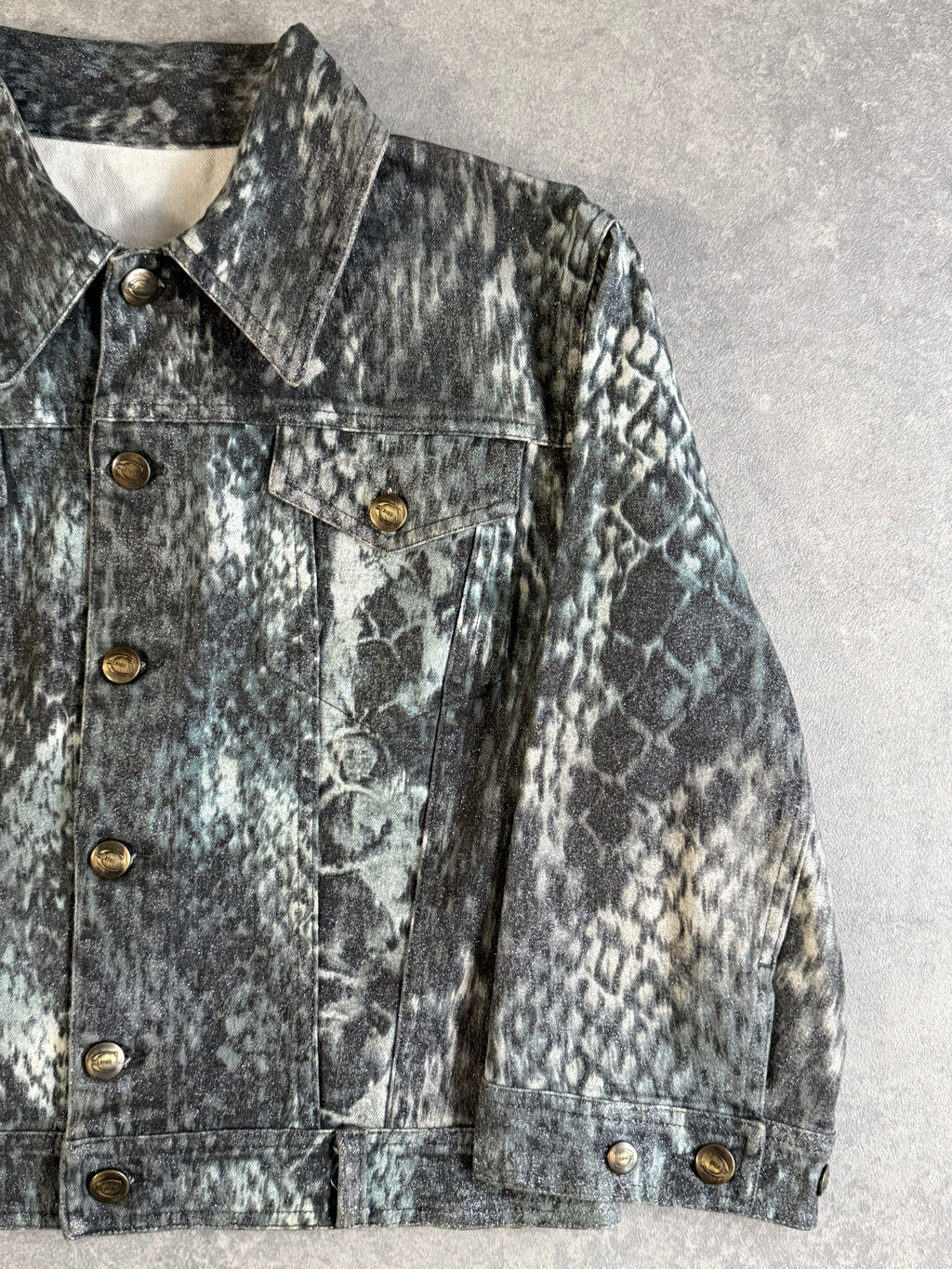 Vintage 1990's Roberto Cavalli Snakeskin Denim Jacket