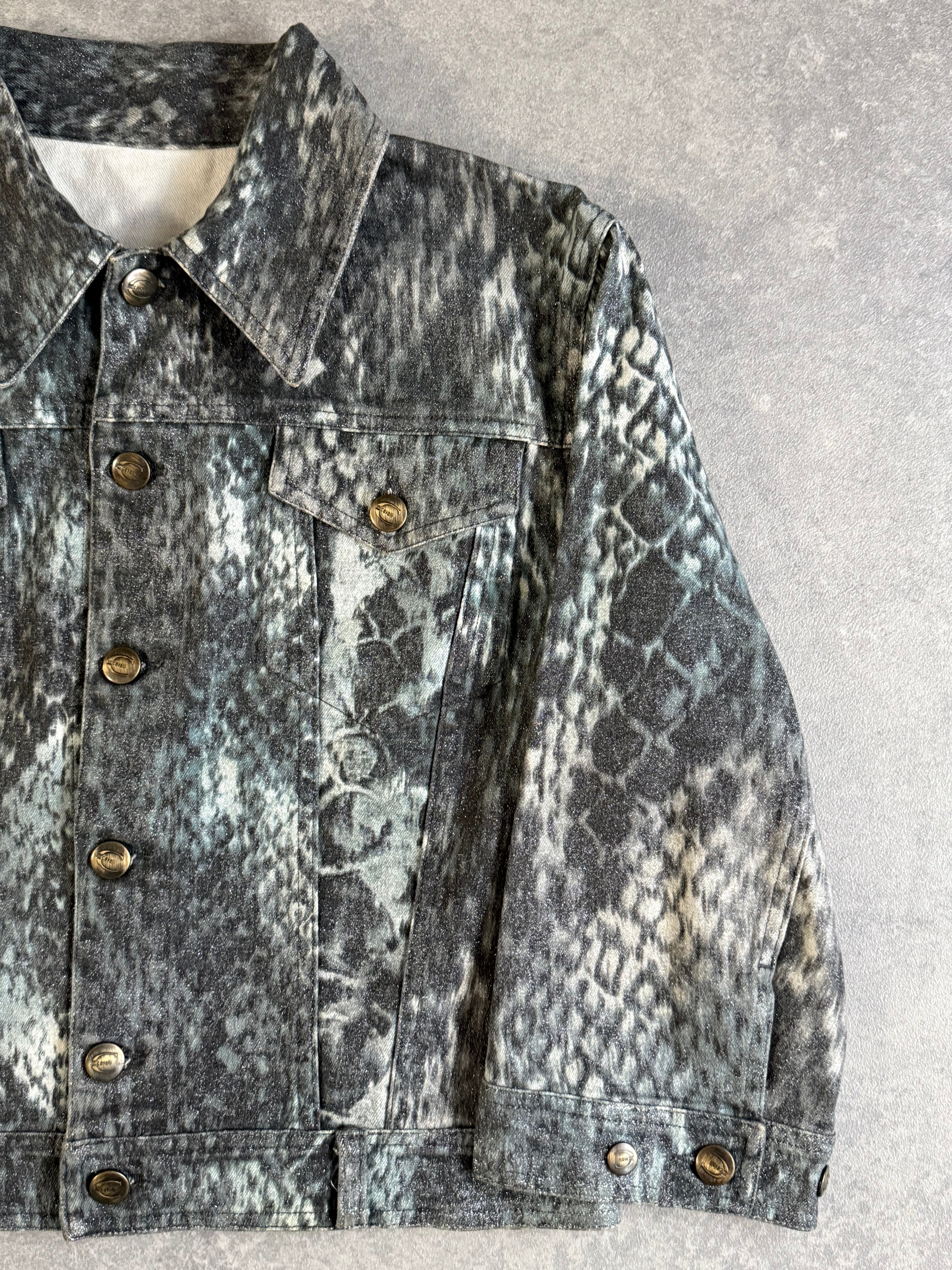 Vintage 1990's Roberto Cavalli Snakeskin Denim Jacket