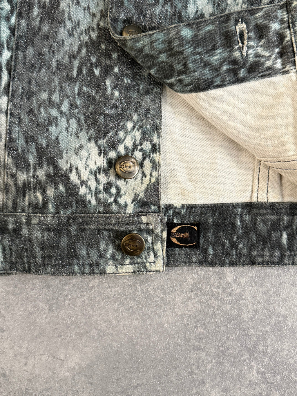 Vintage 1990's Roberto Cavalli Snakeskin Denim Jacket