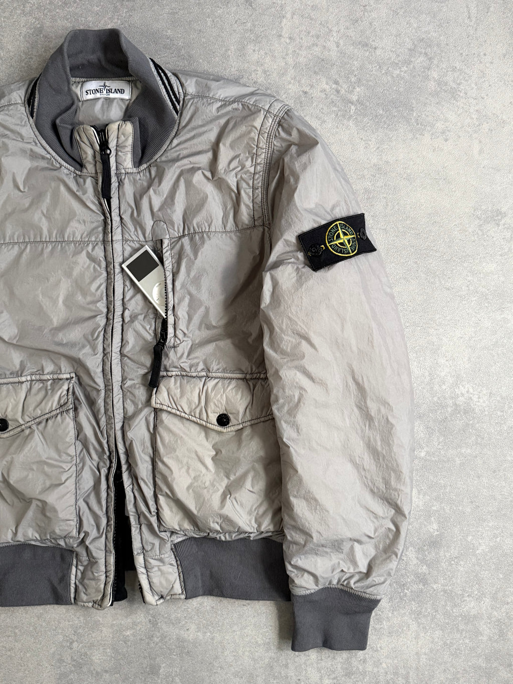 Stone Island 2012 Grey 30th Anni Garment Dyed Nylon Tela Quilted Jacket