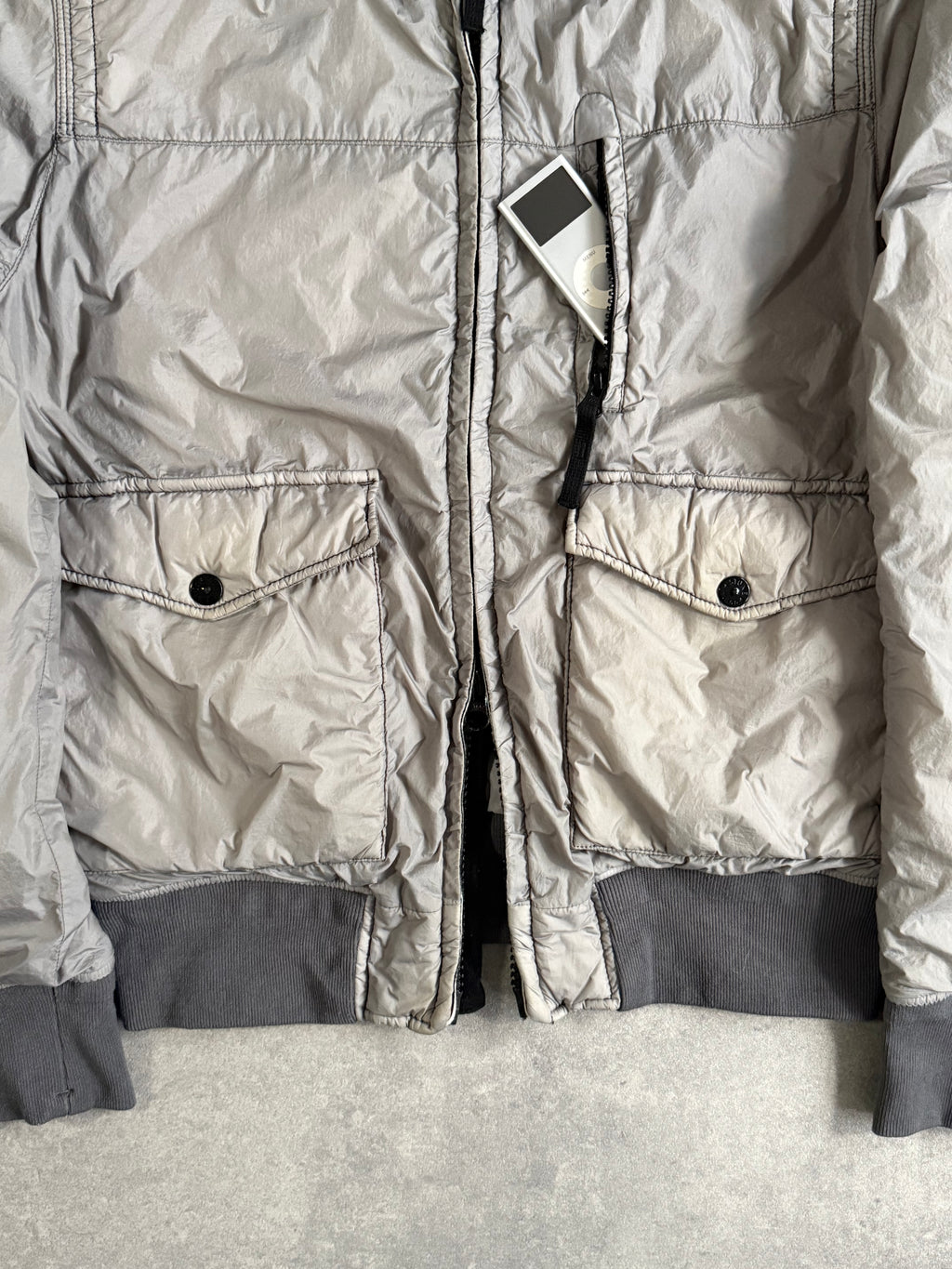 Stone Island 2012 Grey 30th Anni Garment Dyed Nylon Tela Quilted Jacket
