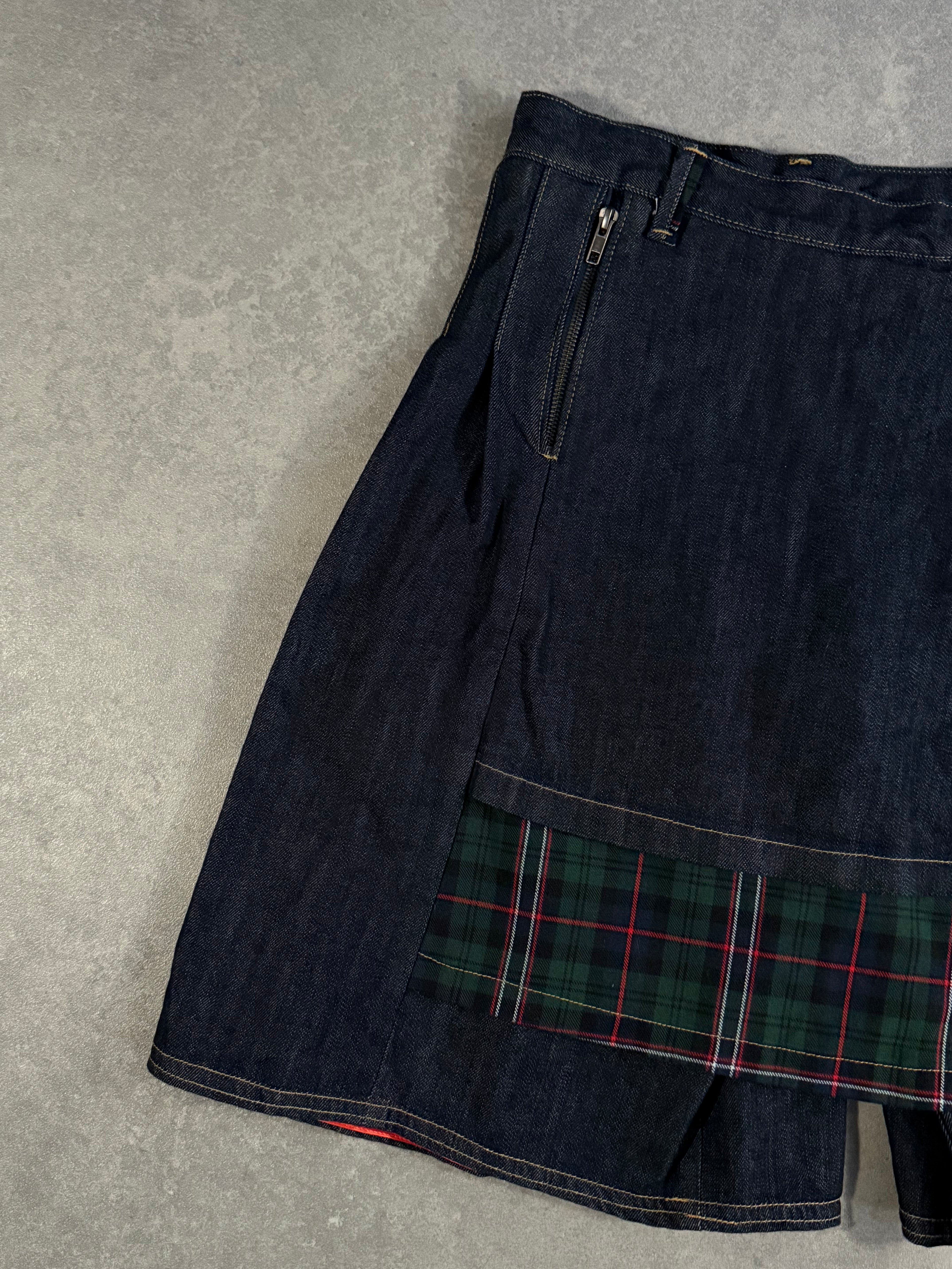 Vintage Pleated Jorts with Tartan Patch