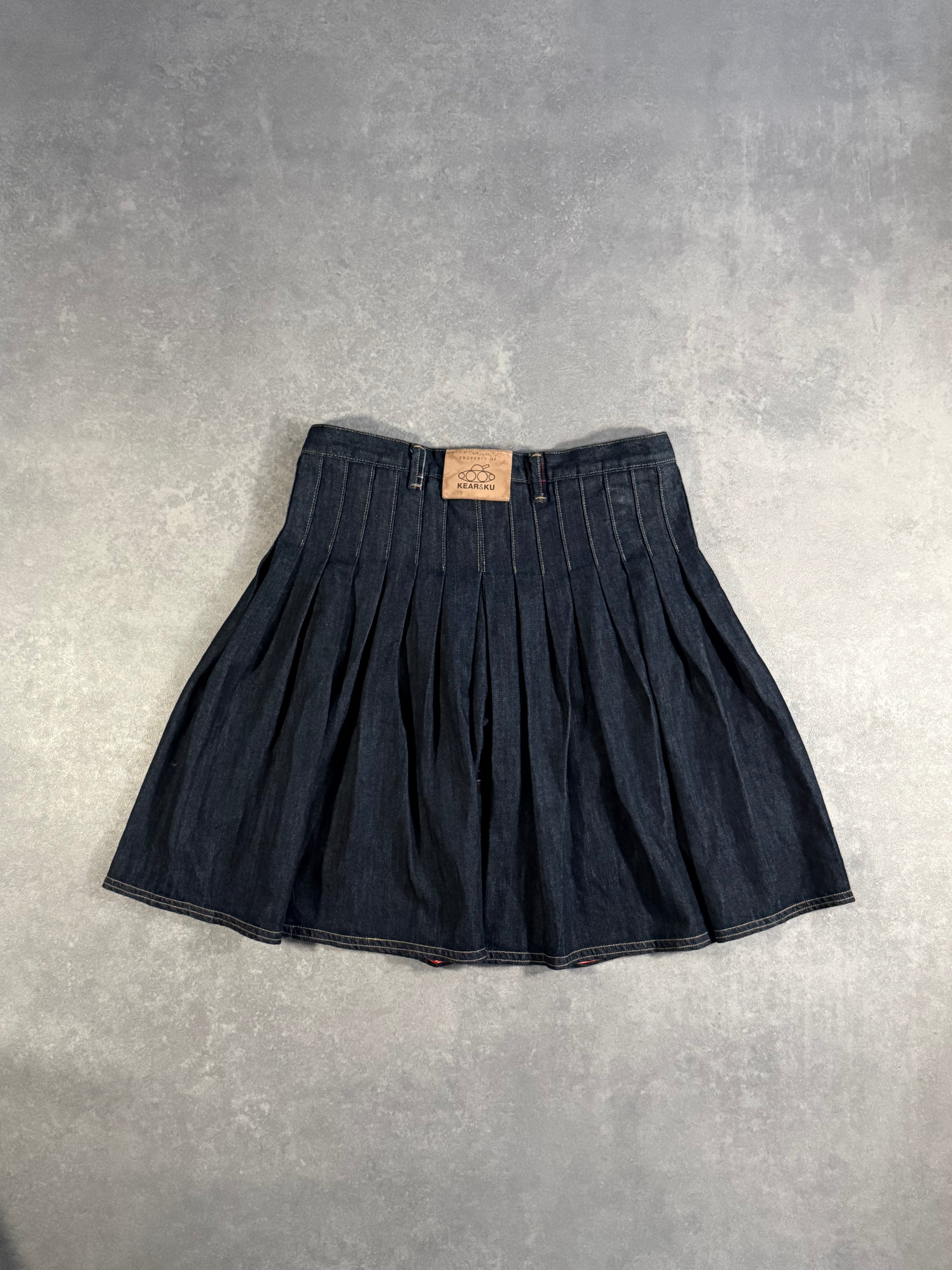 Vintage Pleated Jorts with Tartan Patch