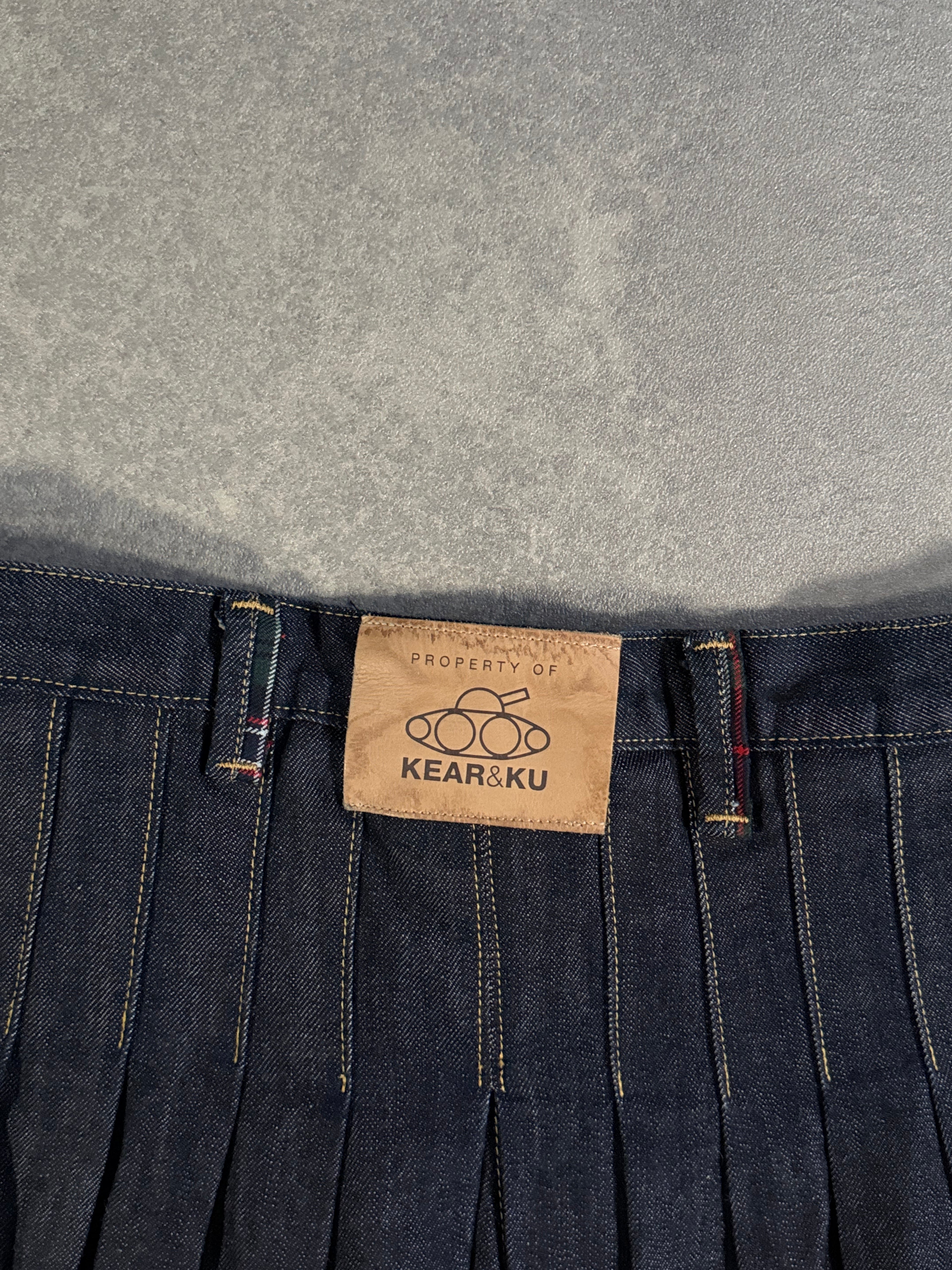 Vintage Pleated Jorts with Tartan Patch