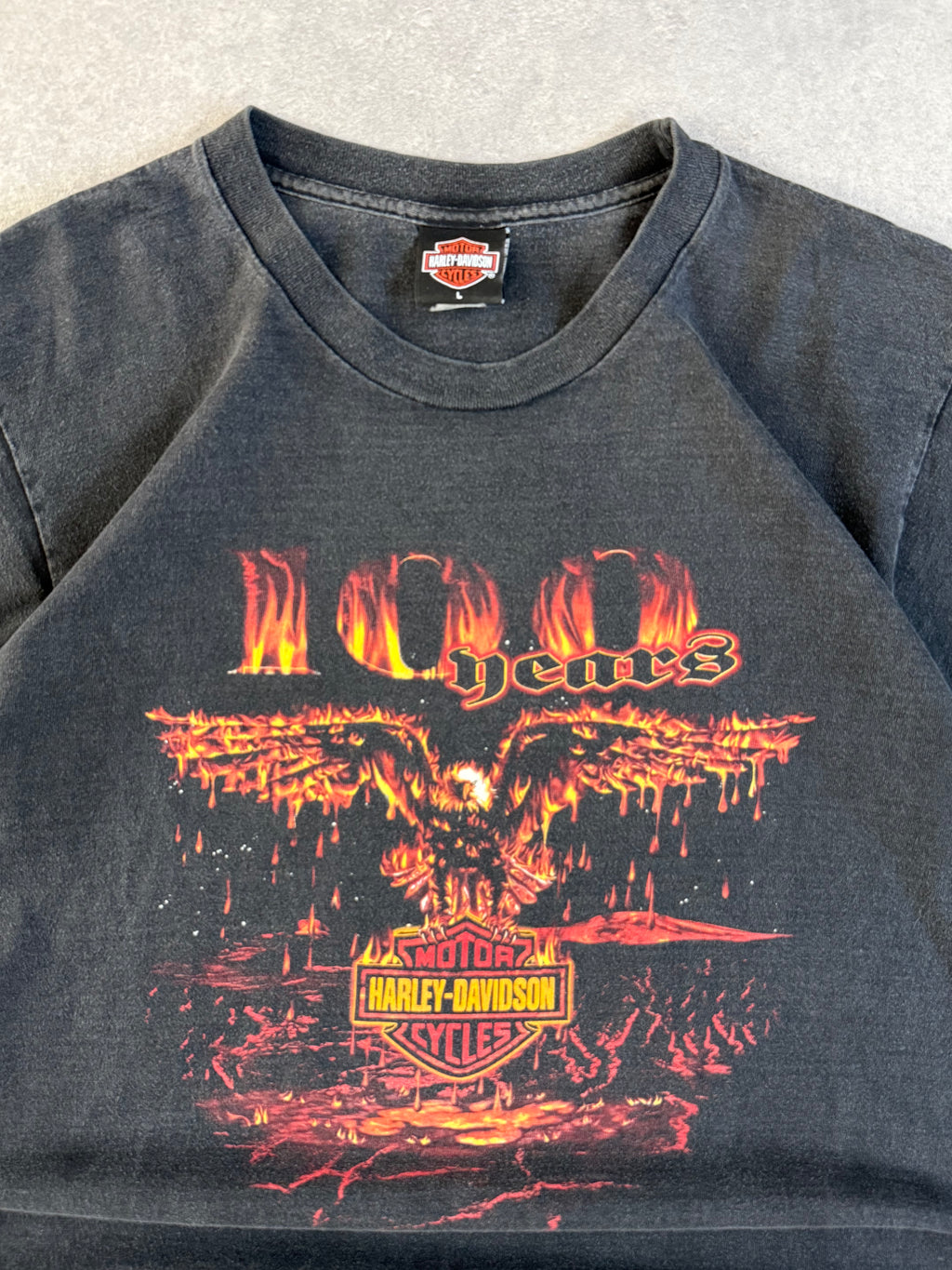 Vintage Harley Davidson Faded Eagle Flame T-shirt
