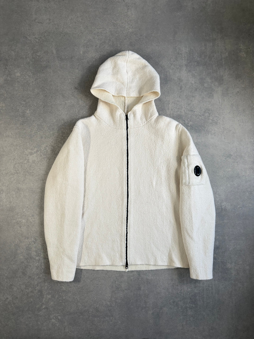 CP Company Heavy White Knit Fleece Hoodie