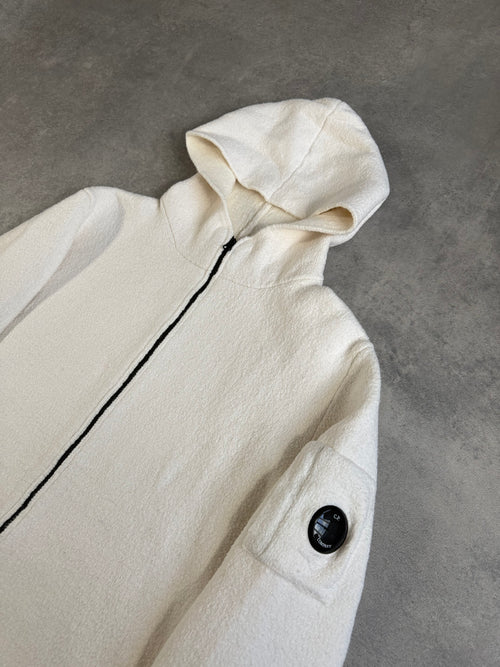 CP Company Heavy White Knit Fleece Hoodie