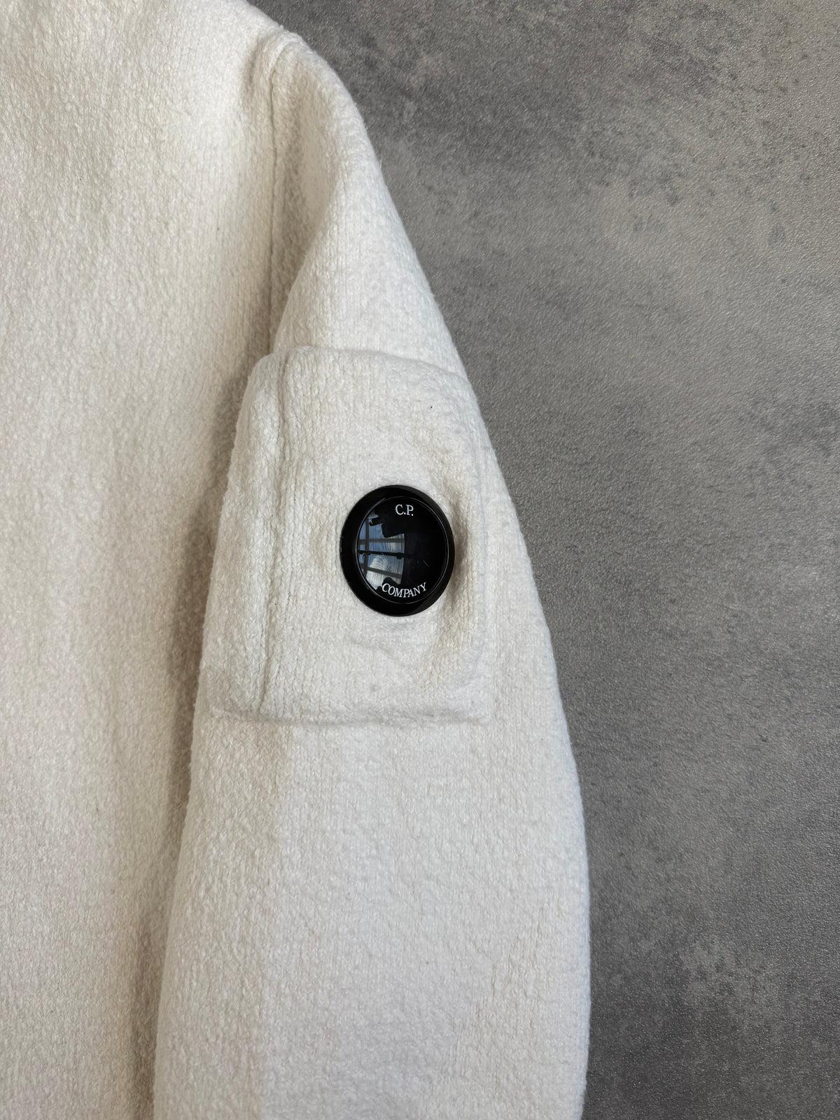 CP Company Heavy White Knit Fleece Hoodie