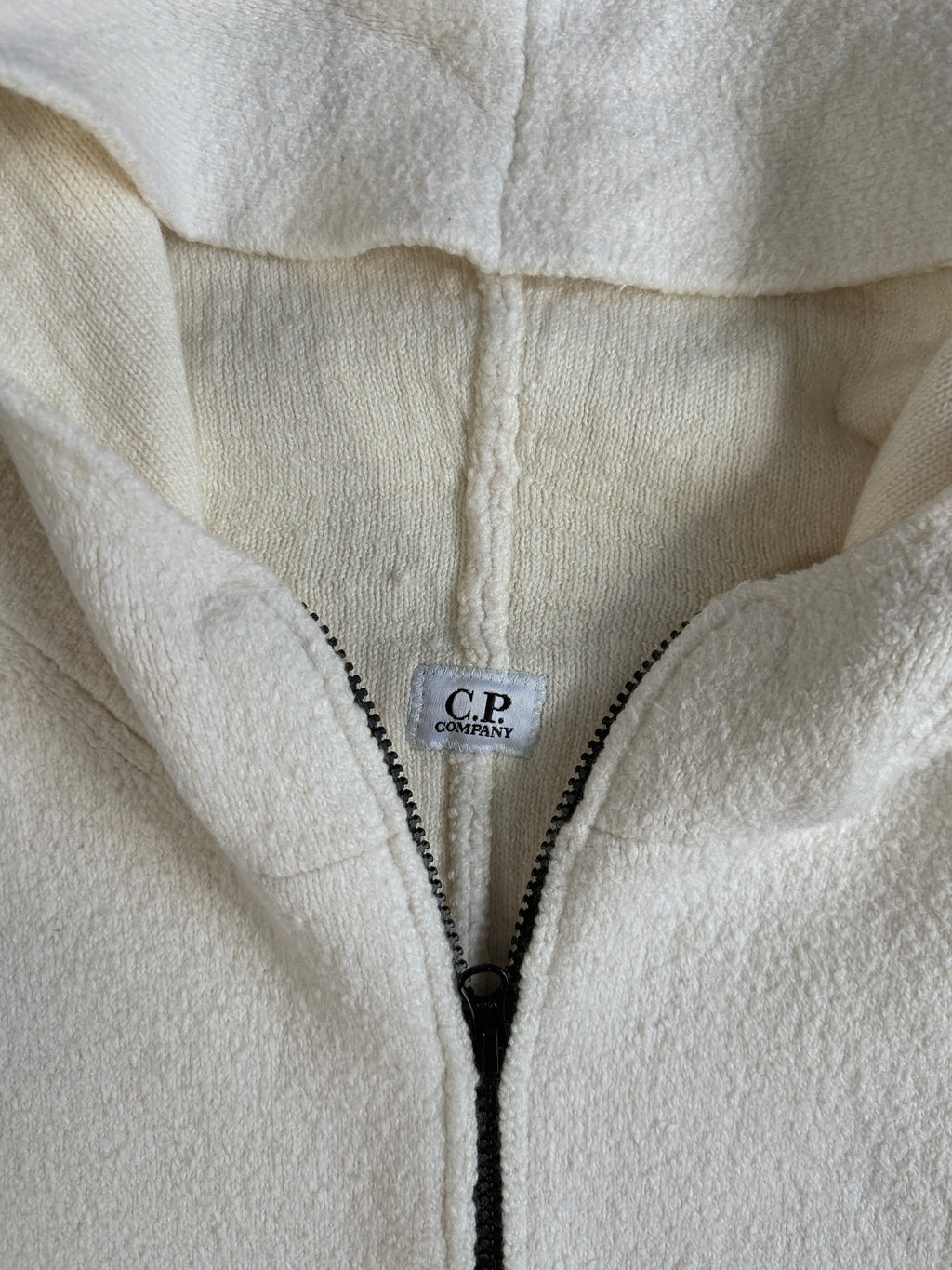 CP Company Heavy White Knit Fleece Hoodie