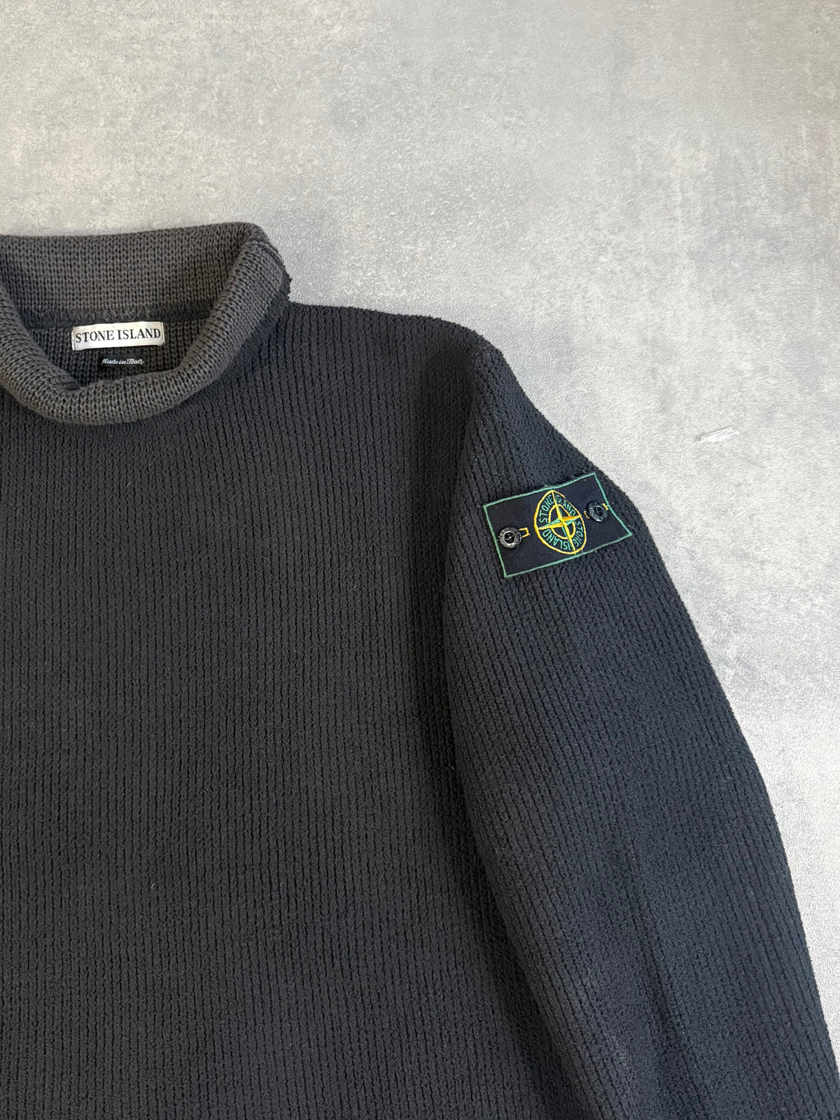 AW99 Black Stone Island Roll Neck Knit