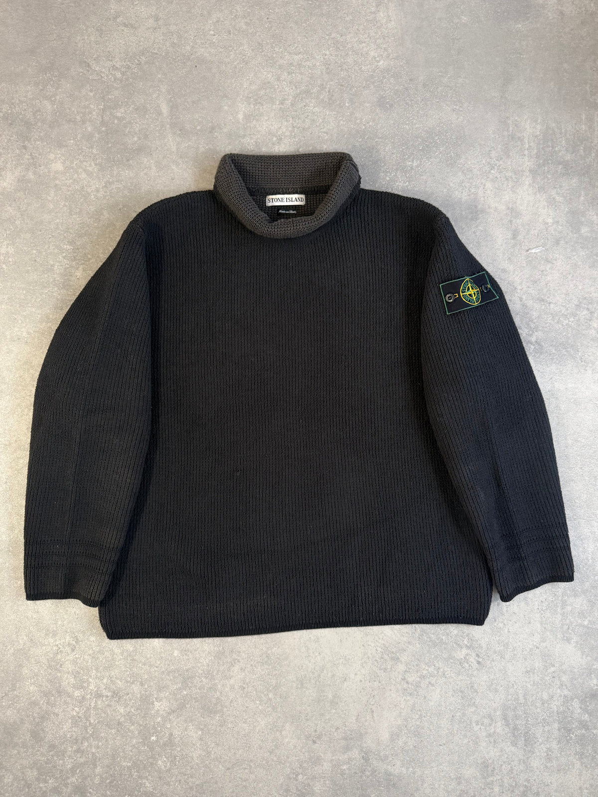 AW99 Black Stone Island Roll Neck Knit