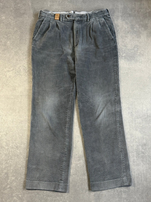 90s Burberrys Corduroy Pleated Baggy Straight Trousers