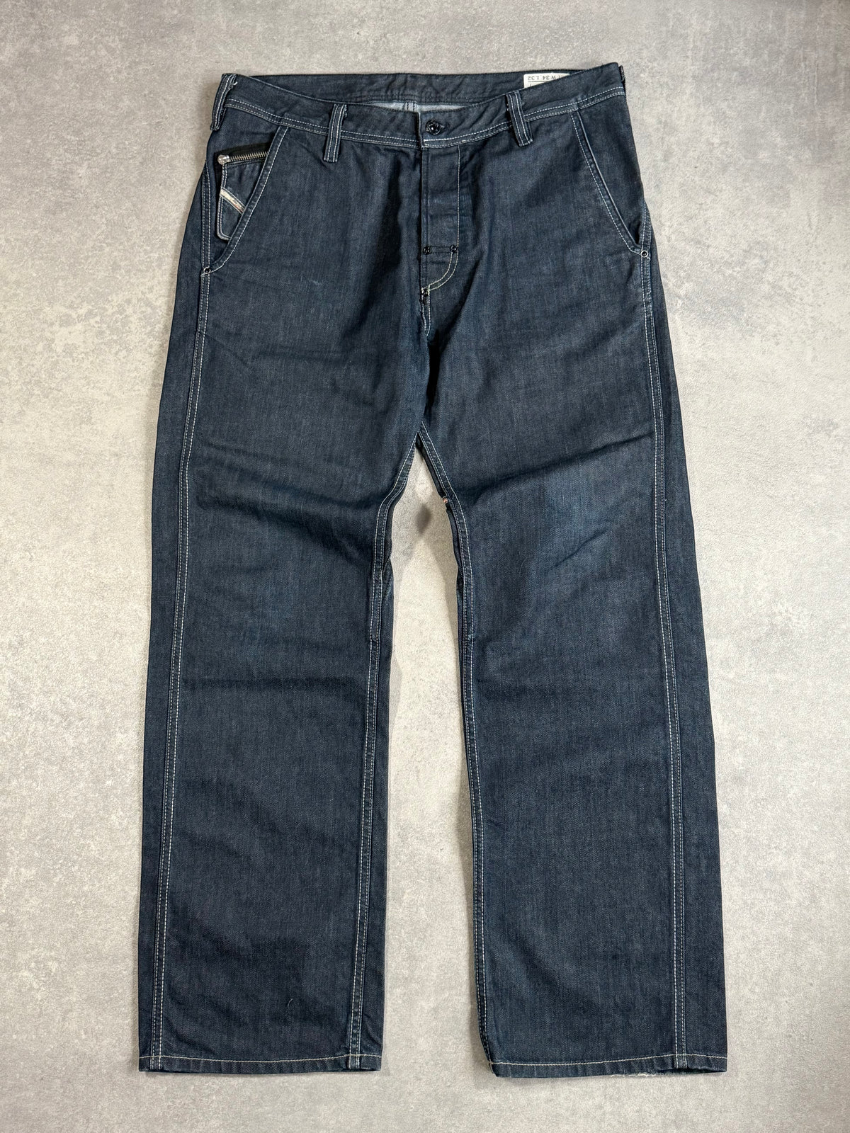 Vintage Diesel Back Buckle Baggy Raw Colour Denim Jeans
