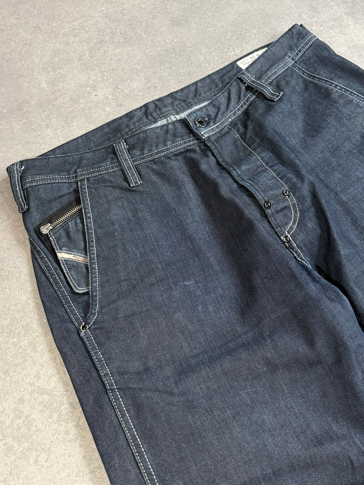 Vintage Diesel Back Buckle Baggy Raw Colour Denim Jeans