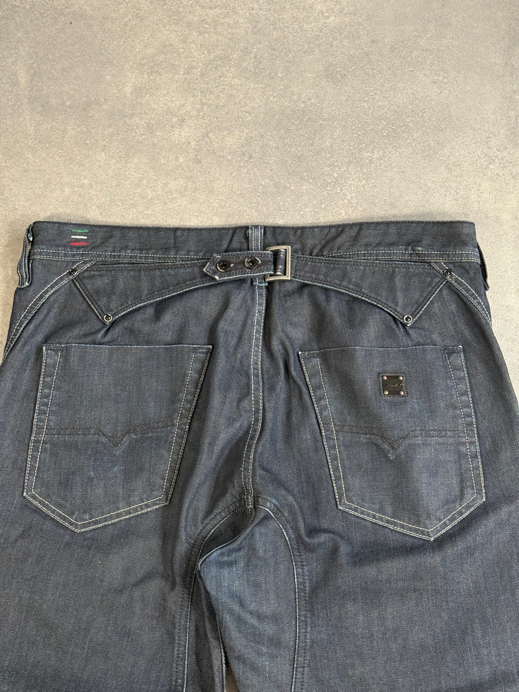 Vintage Diesel Back Buckle Baggy Raw Colour Denim Jeans