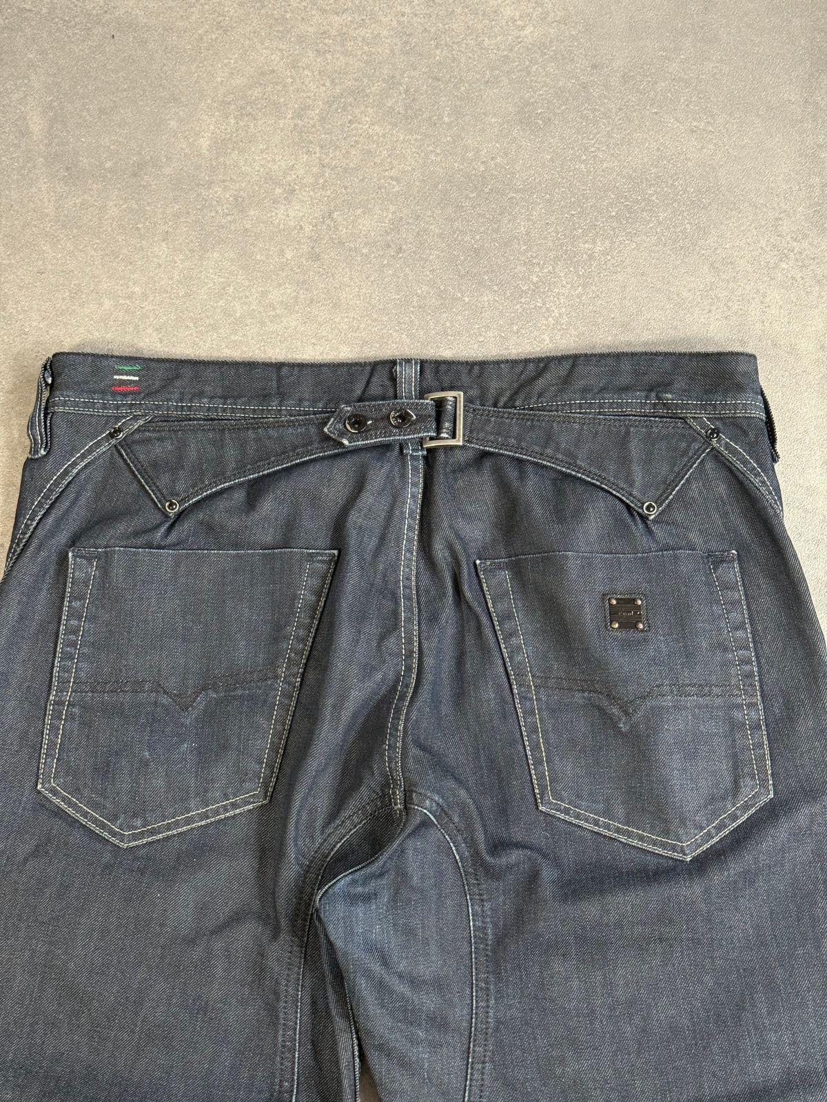 Vintage Diesel Back Buckle Baggy Raw Colour Denim Jeans