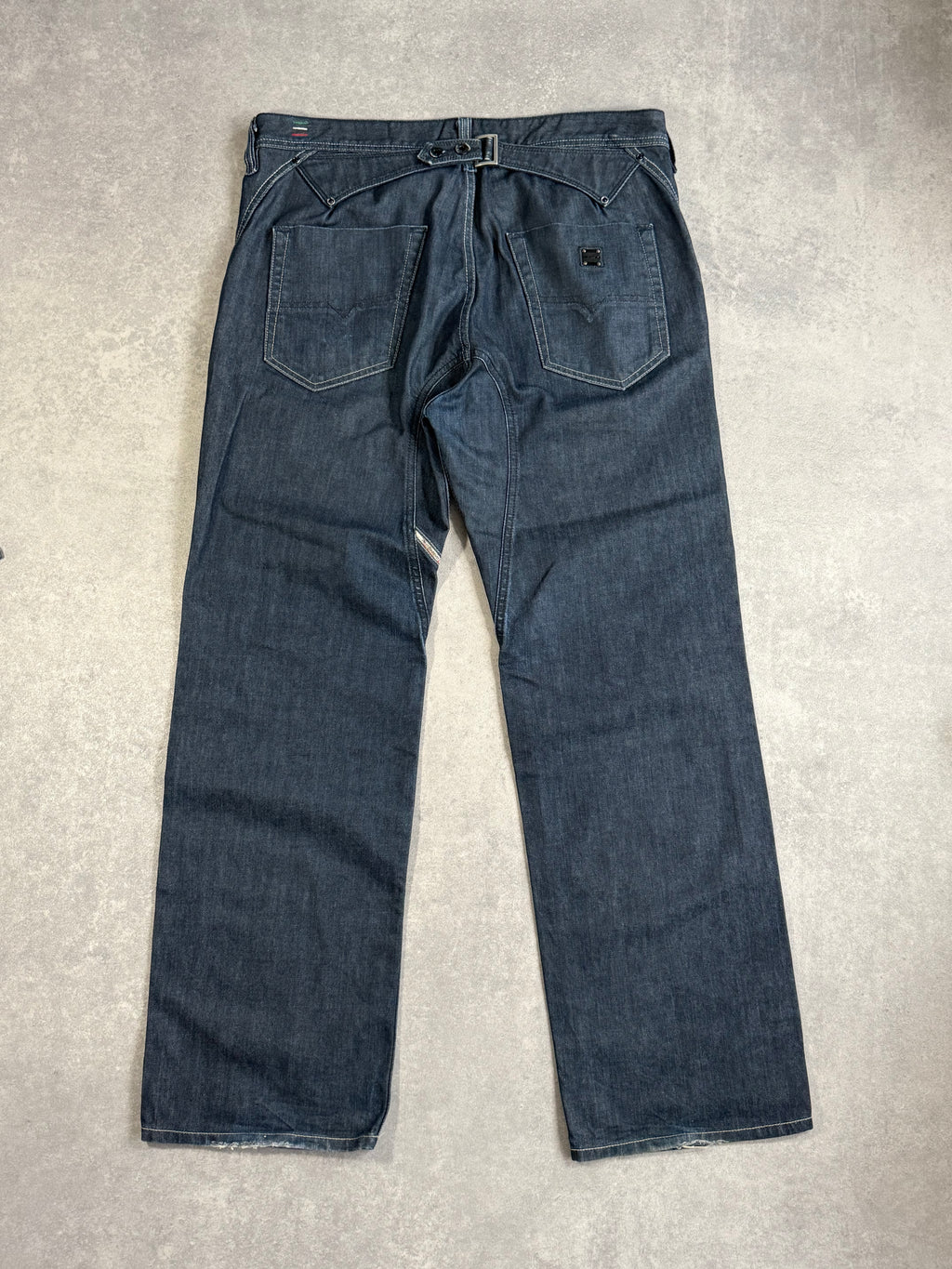 Vintage Diesel Back Buckle Baggy Raw Colour Denim Jeans