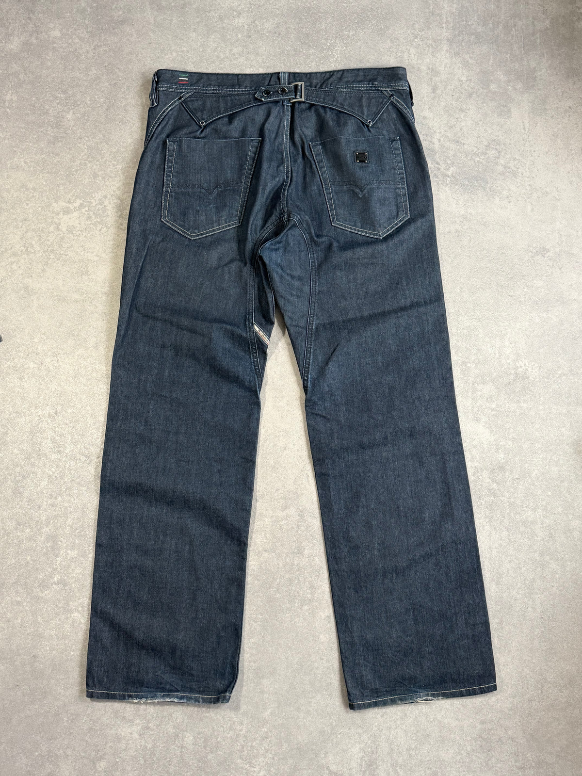 Vintage Diesel Back Buckle Baggy Raw Colour Denim Jeans