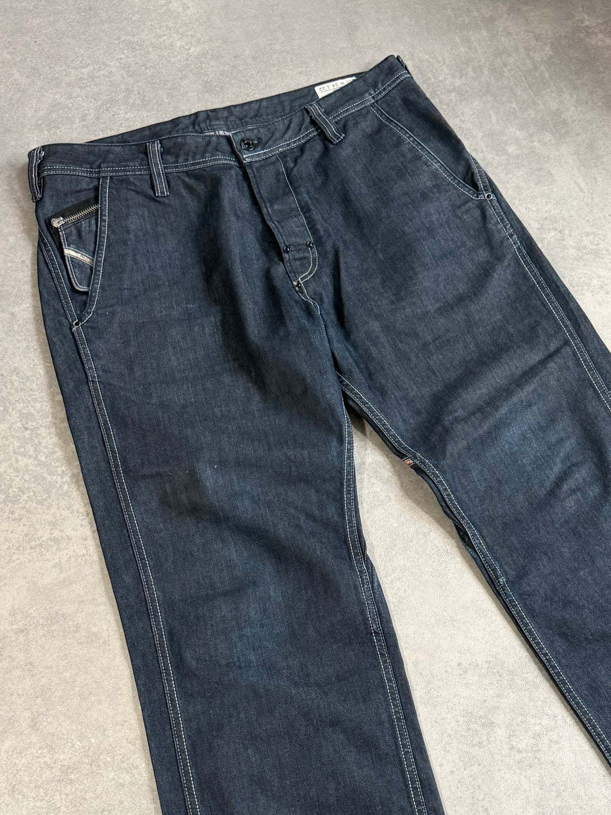 Vintage Diesel Back Buckle Baggy Raw Colour Denim Jeans