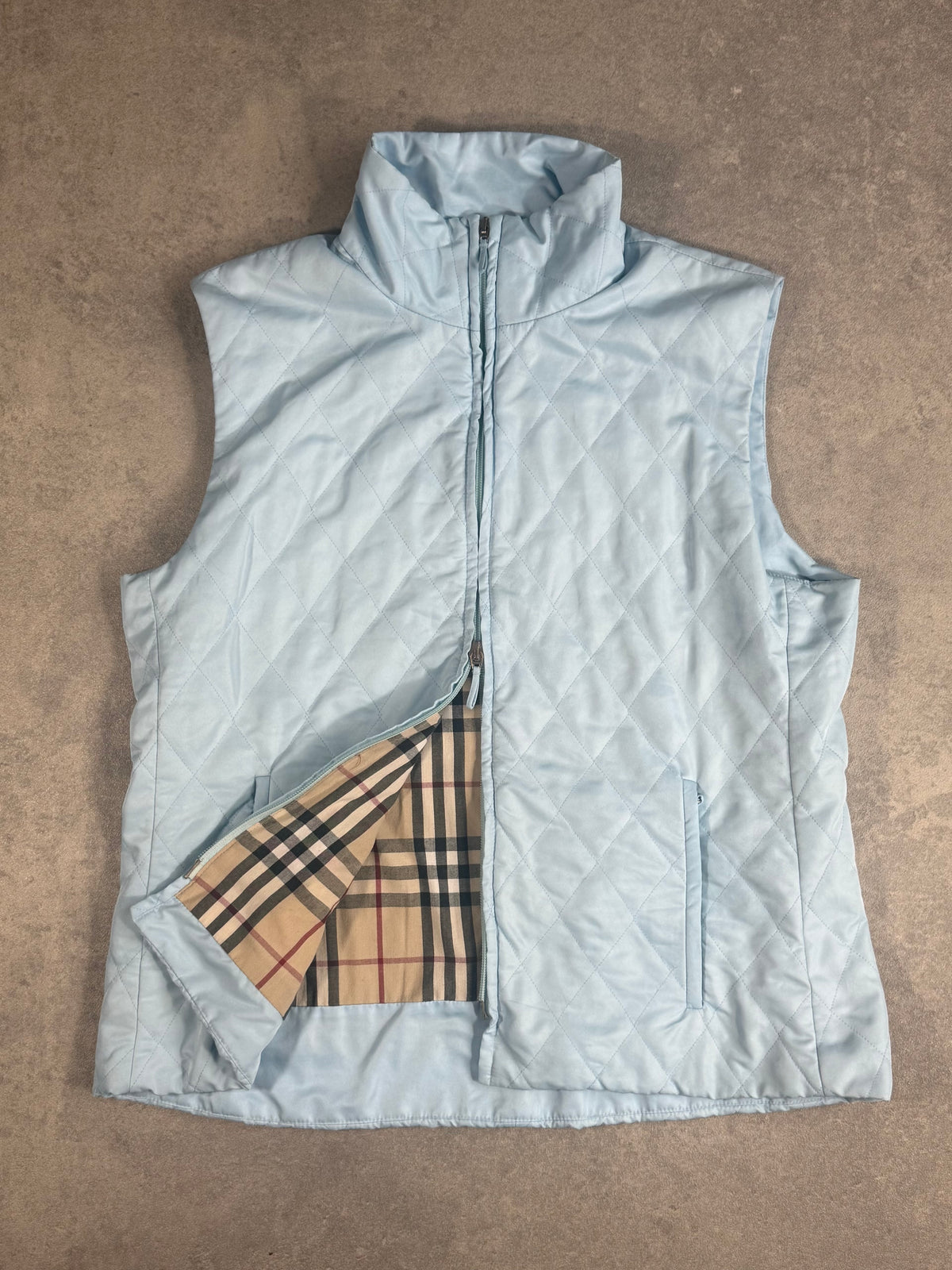 Vintage Burberry Blue Quilted Gilet