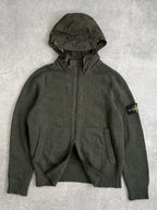 Stone Island Khaki Knit Nylon Hoodie Zip Up