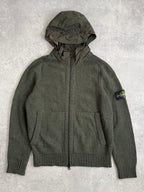 Stone Island Khaki Knit Nylon Hoodie Zip Up
